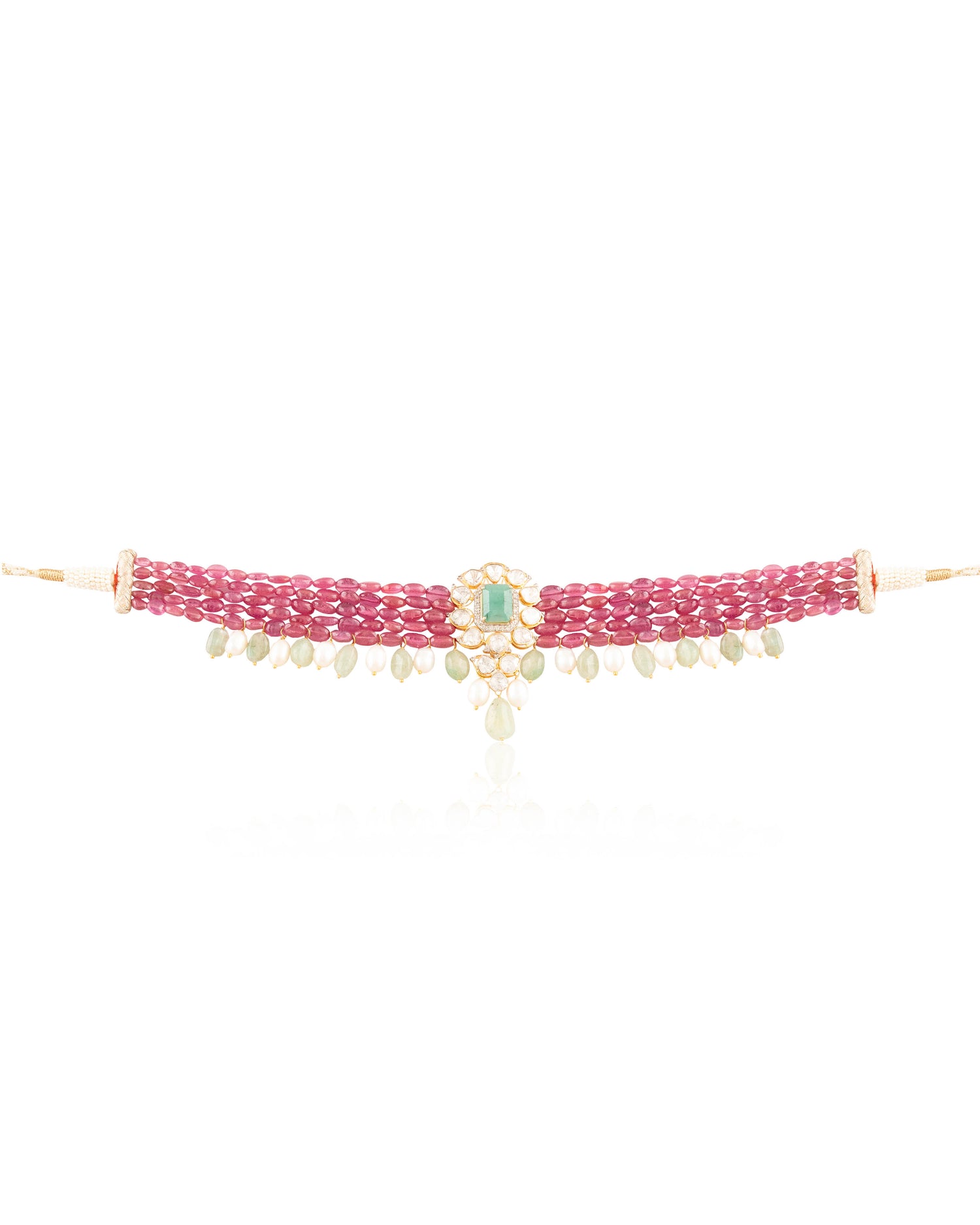 Roma Polki And Diamond Bead Choker