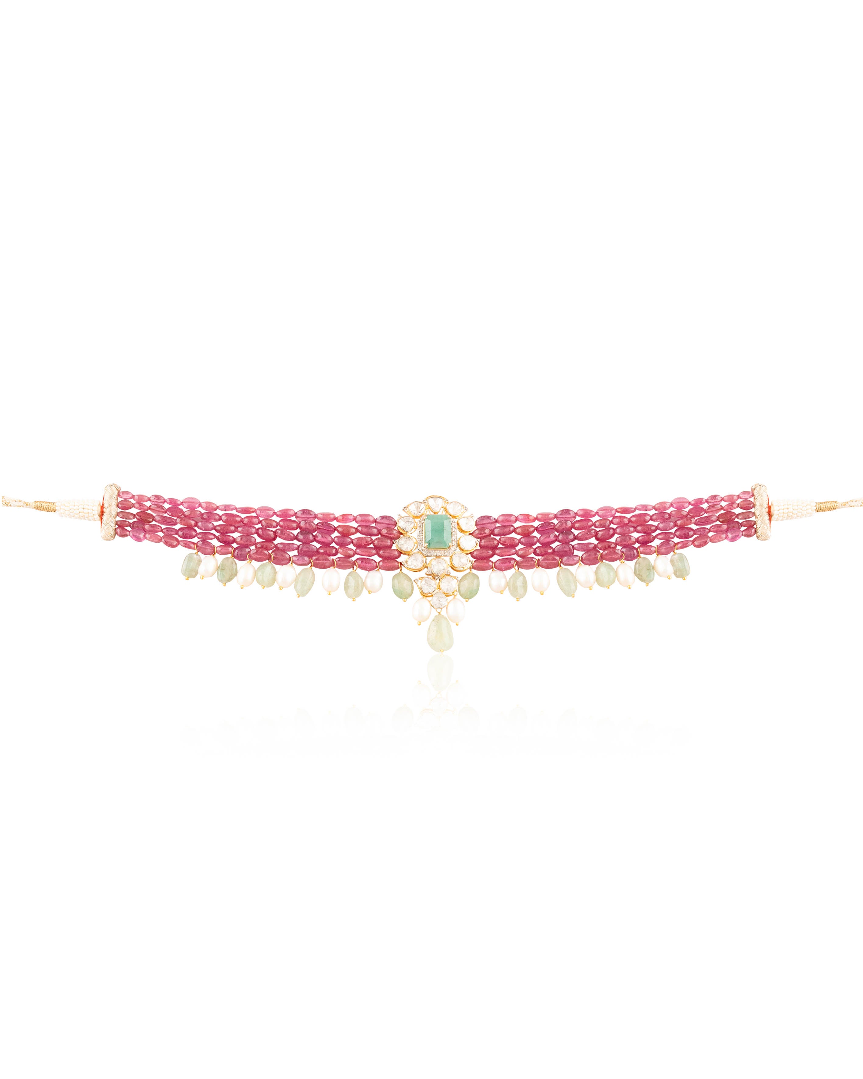 Roma Polki And Diamond Bead Choker