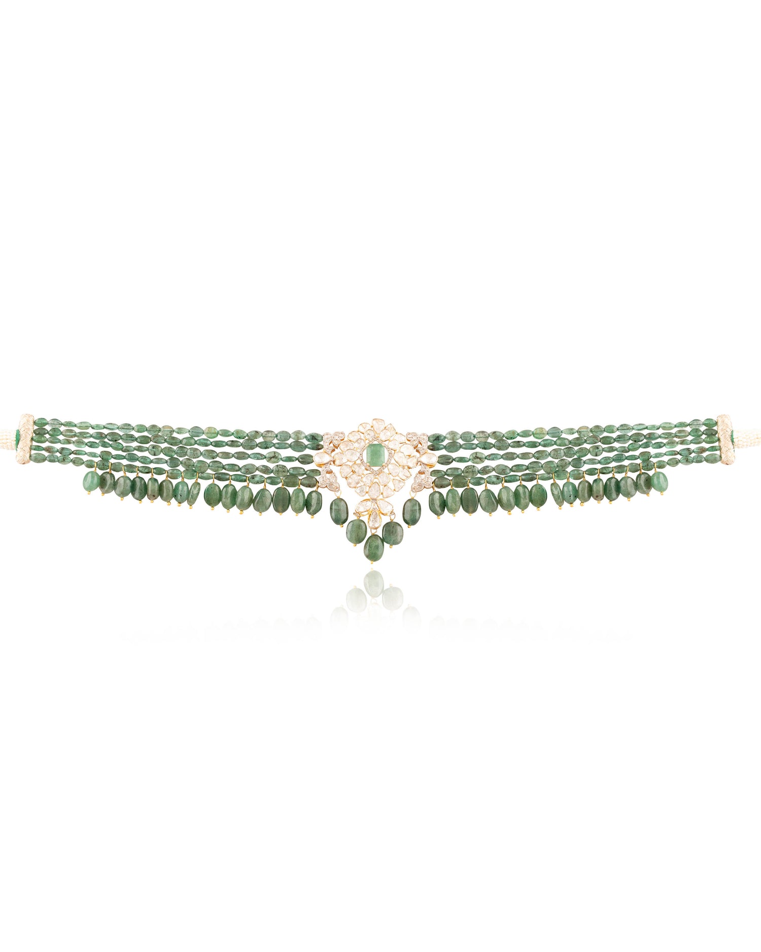 Venya Polki And Diamond Bead Choker