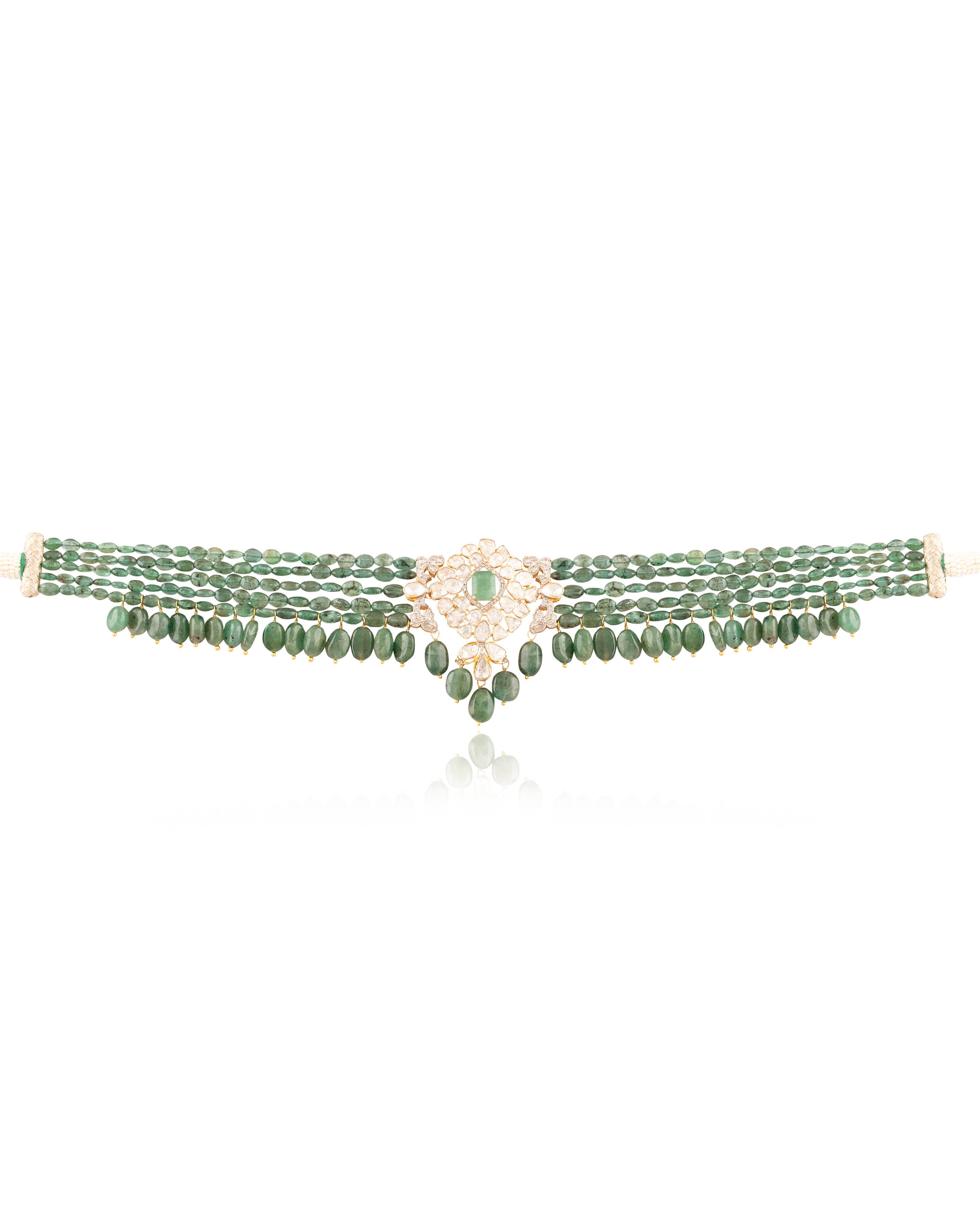 Venya Polki And Diamond Bead Choker