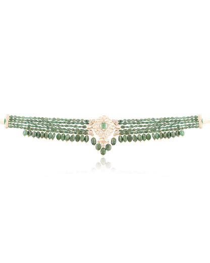 Venya Polki And Diamond Bead Choker