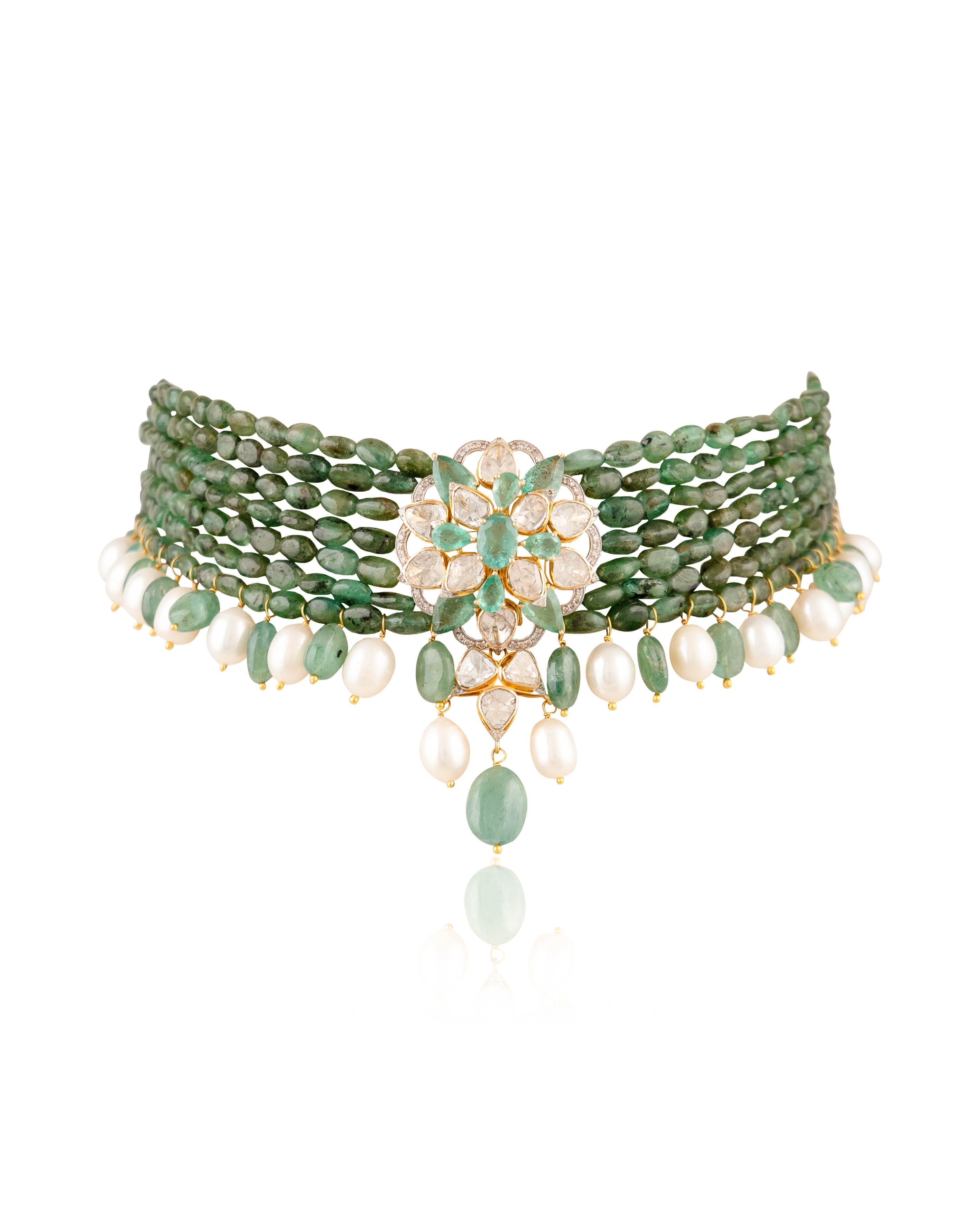 Liv Polki And Diamond Bead Choker