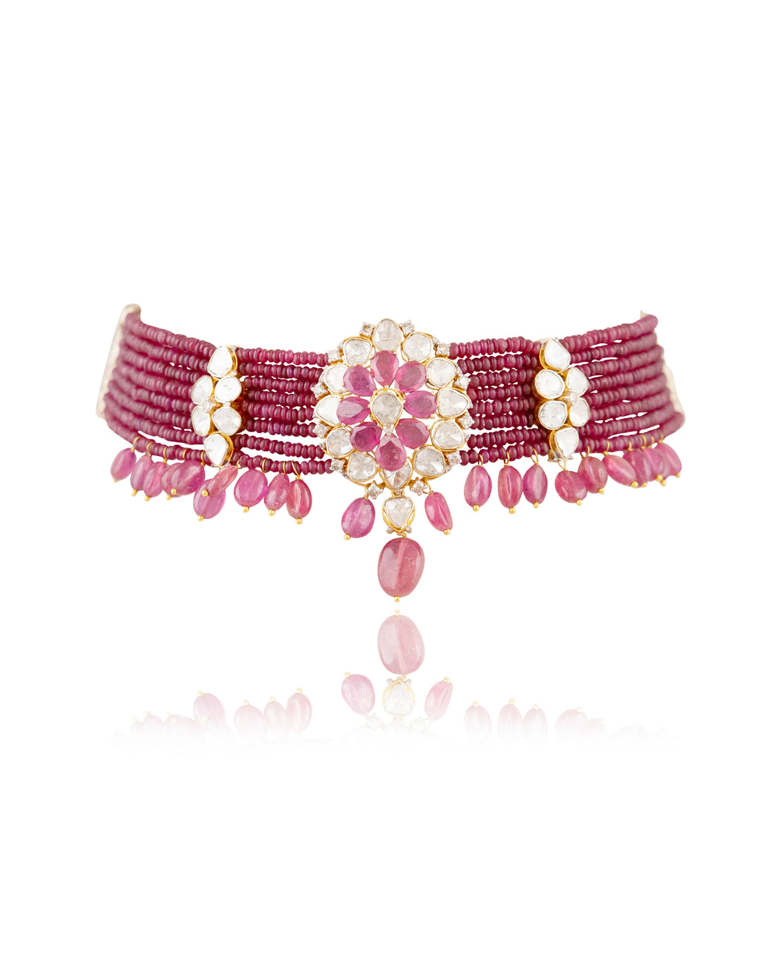 Anshika Polki And Diamond Bead Choker