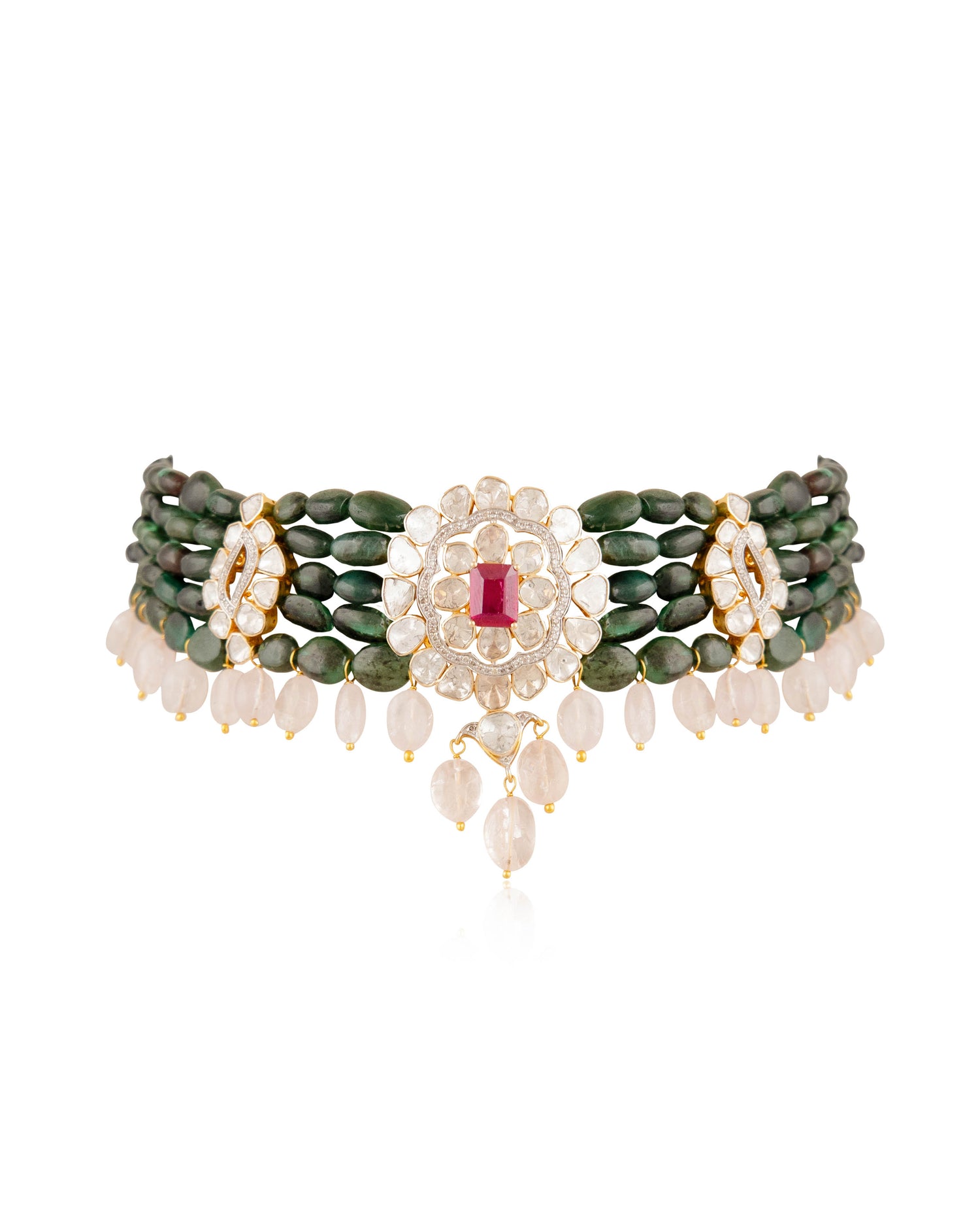 Rishika Polki And Diamond Bead Choker