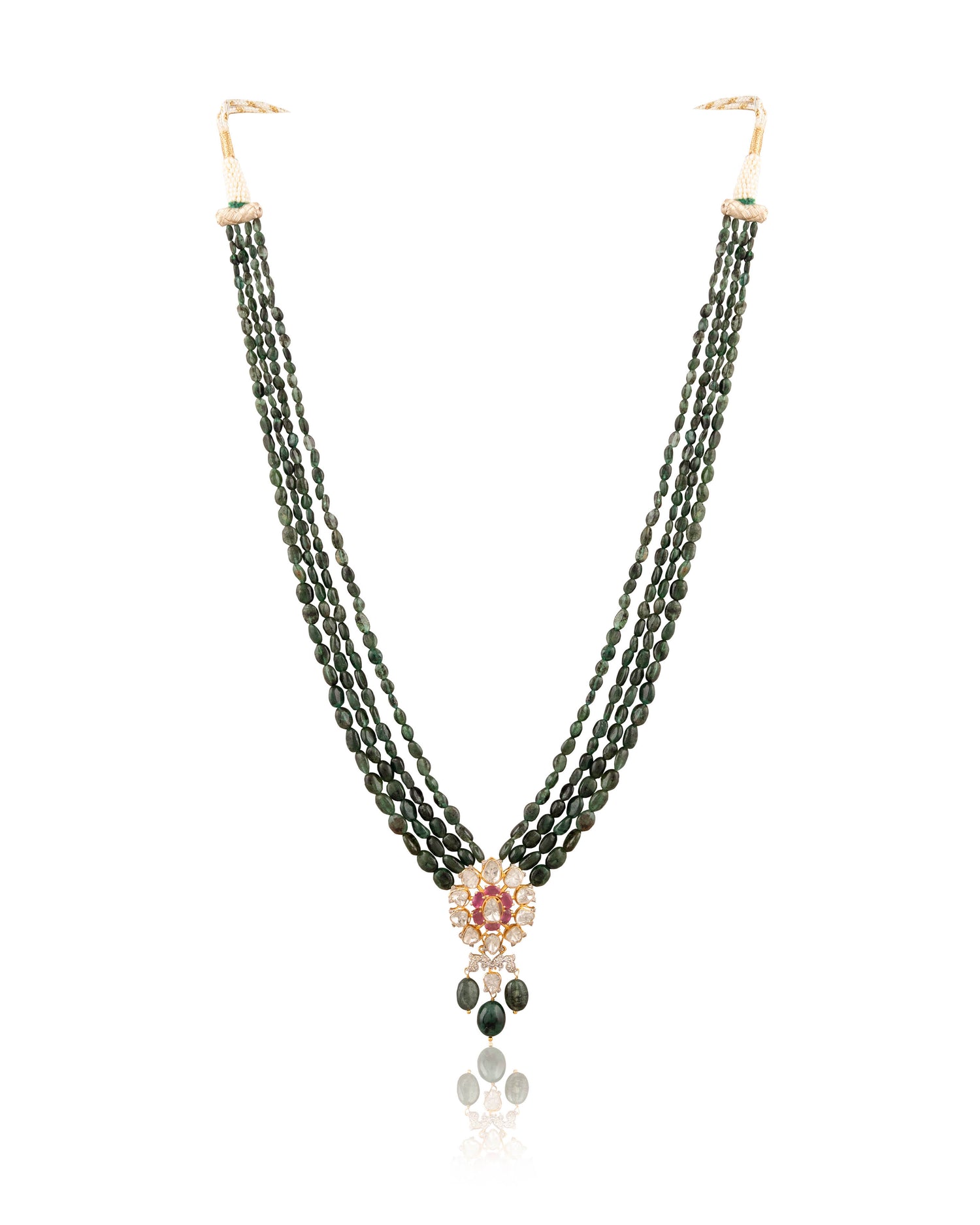 Pushiya Polki And Diamond Bead Pendant