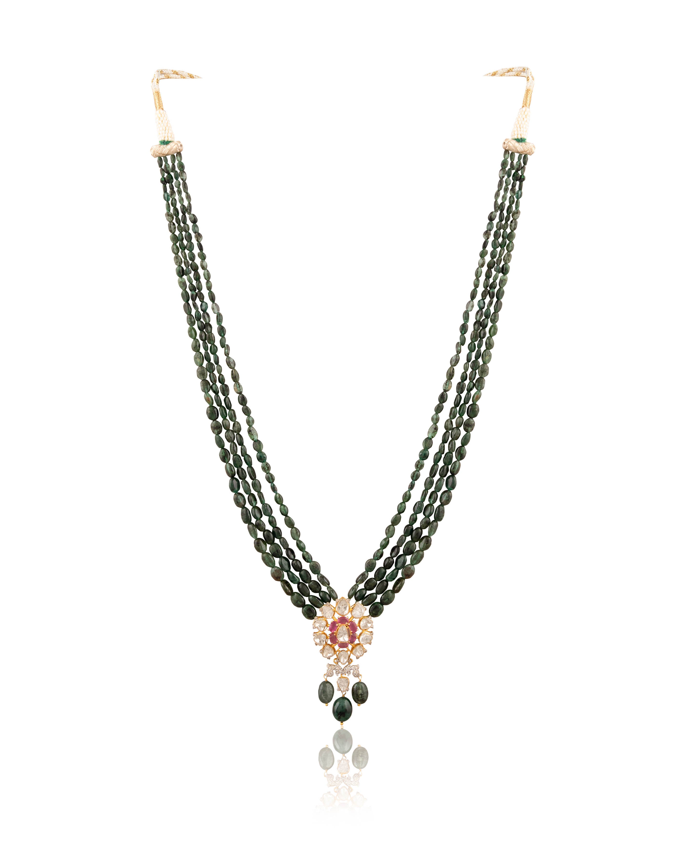 Pushiya Polki And Diamond Bead Pendant