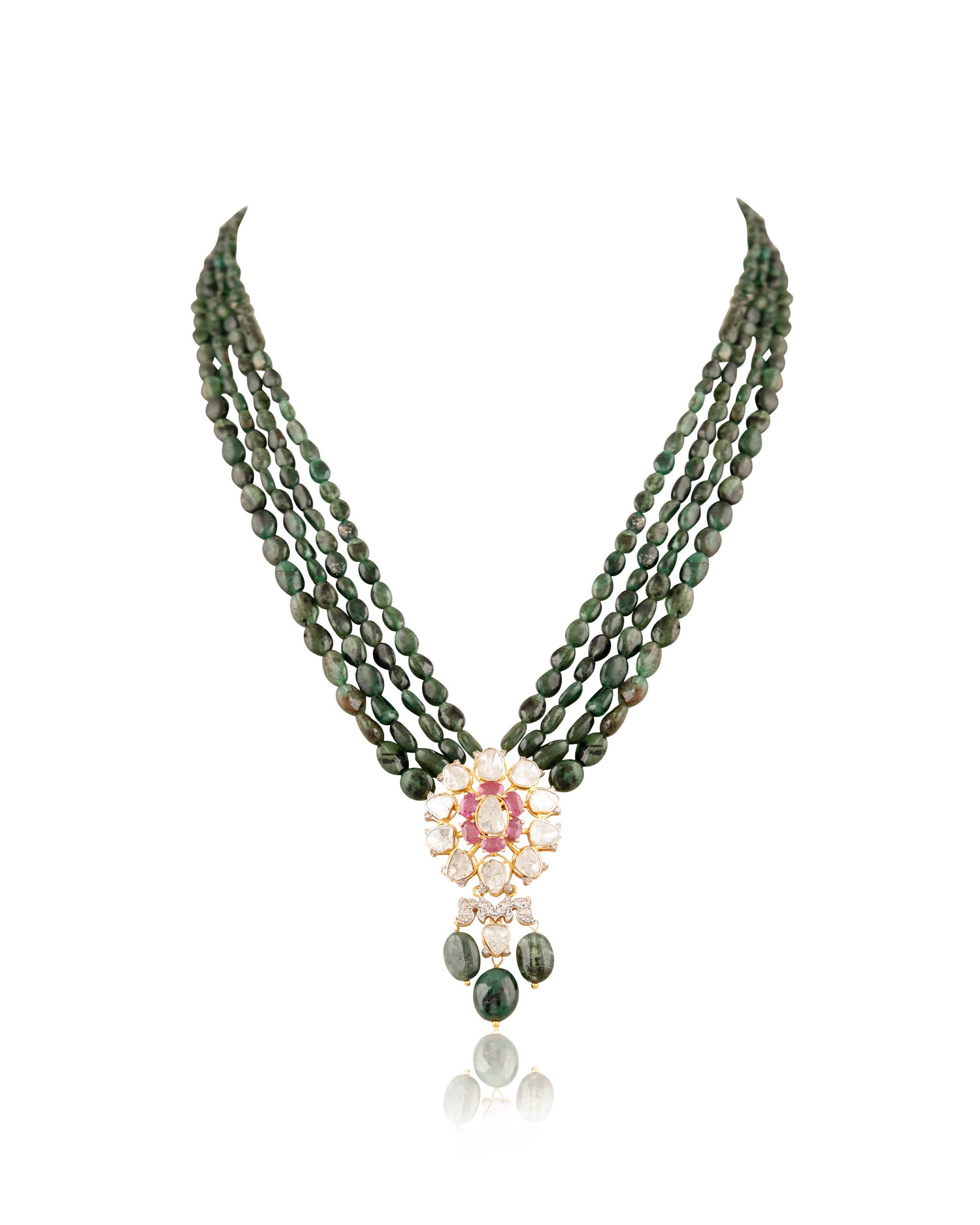 Pushiya Polki And Diamond Bead Pendant