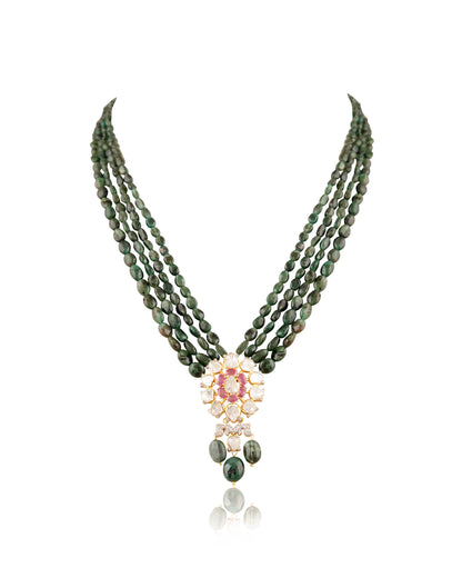 Pushiya Polki And Diamond Bead Pendant