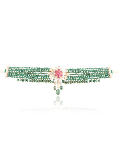 Saisha Polki And Diamond Bead Choker