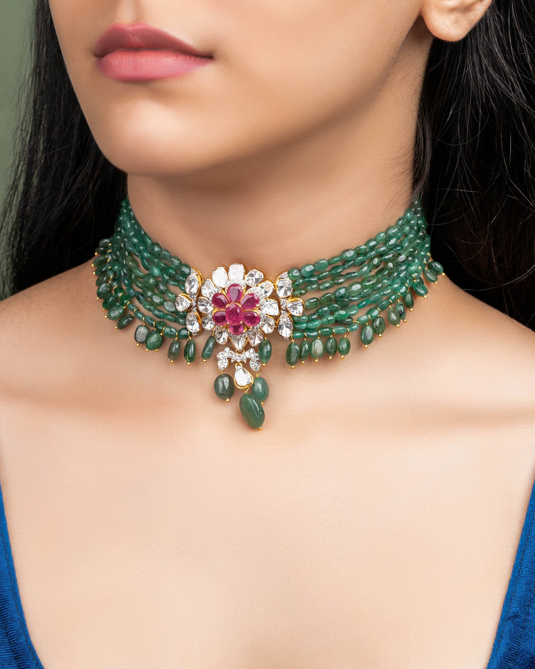 Saisha Polki And Diamond Bead Choker