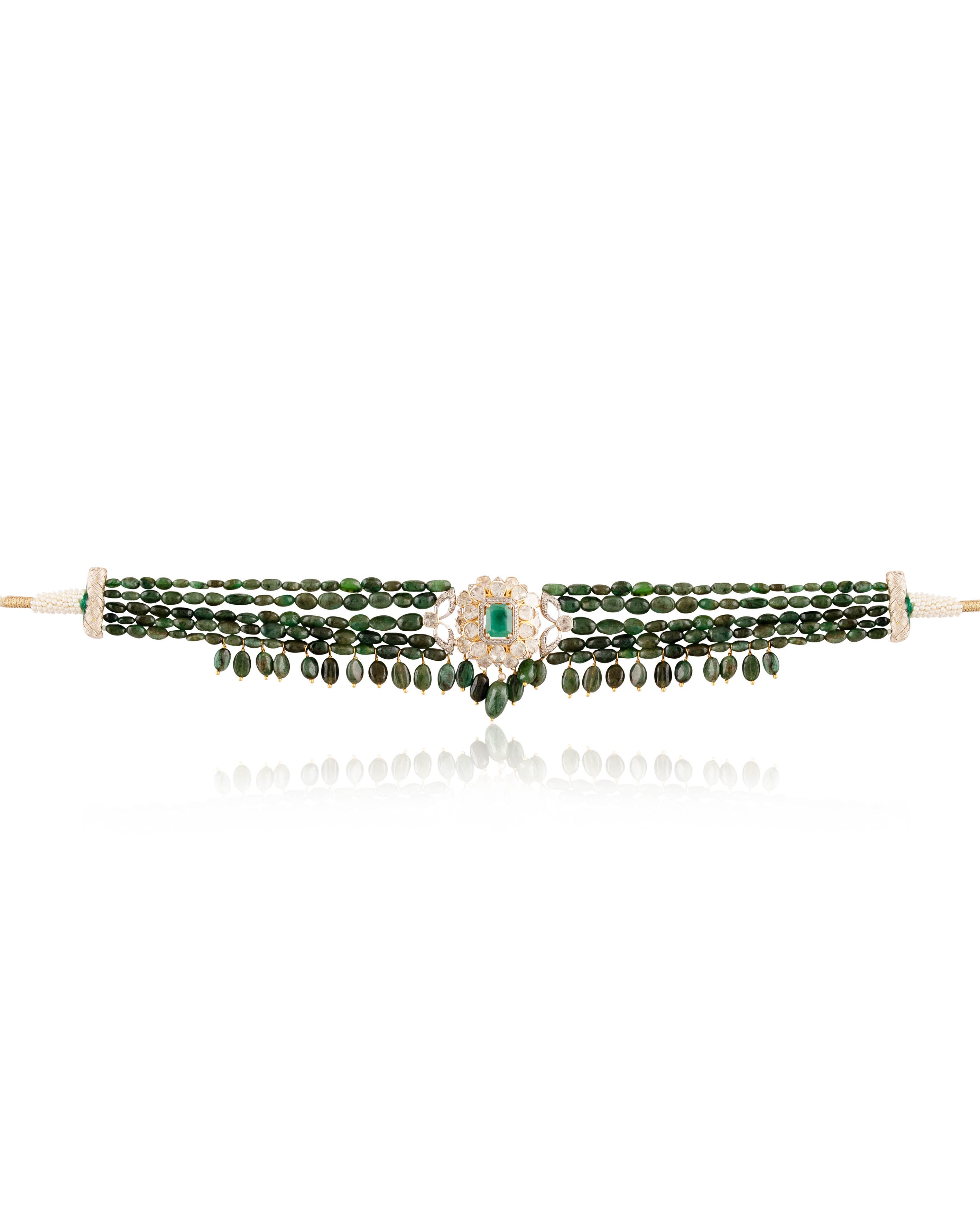 Anam Polki And Diamond Bead Choker