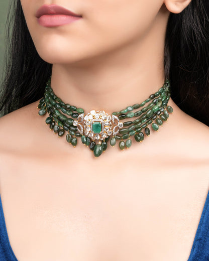 Anam Polki And Diamond Bead Choker