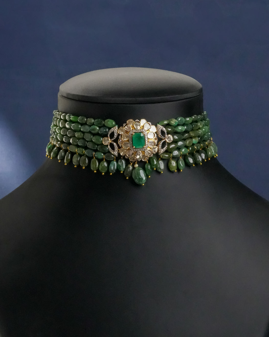 Anam Polki And Diamond Bead Choker