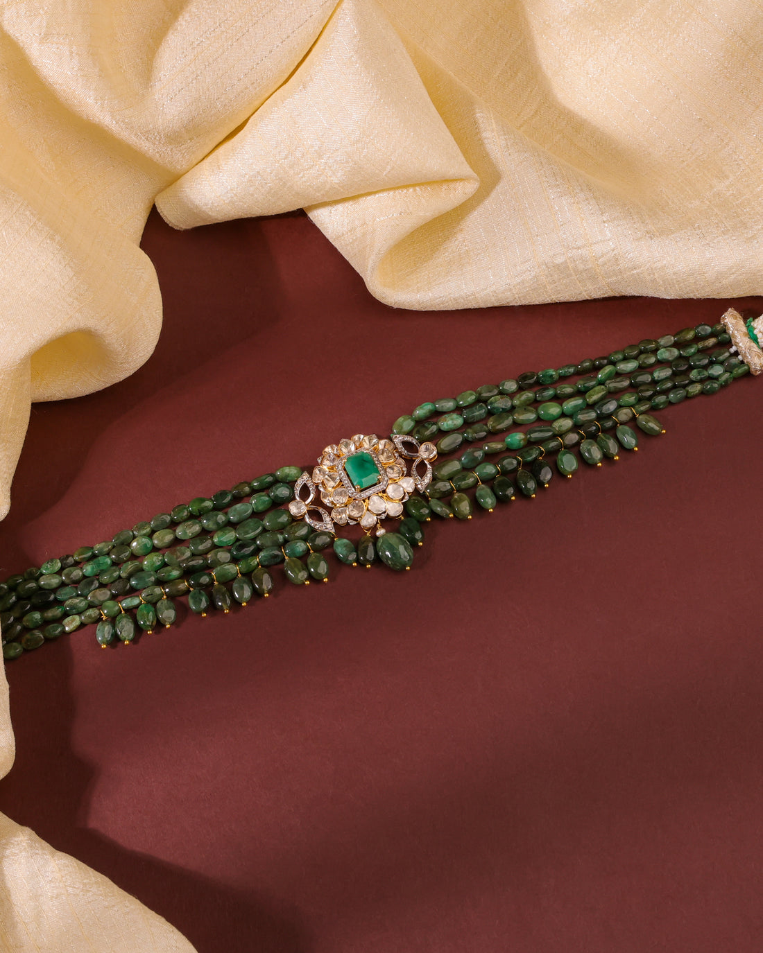 Anam Polki And Diamond Bead Choker