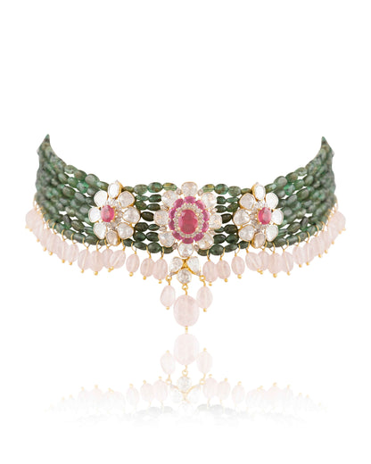 Jagruti Polki And Diamond Bead Choker