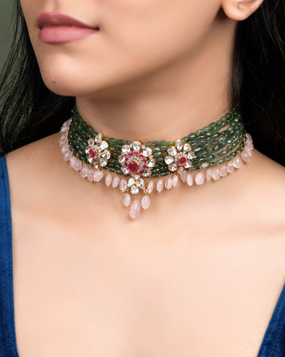 Jagruti Polki And Diamond Bead Choker