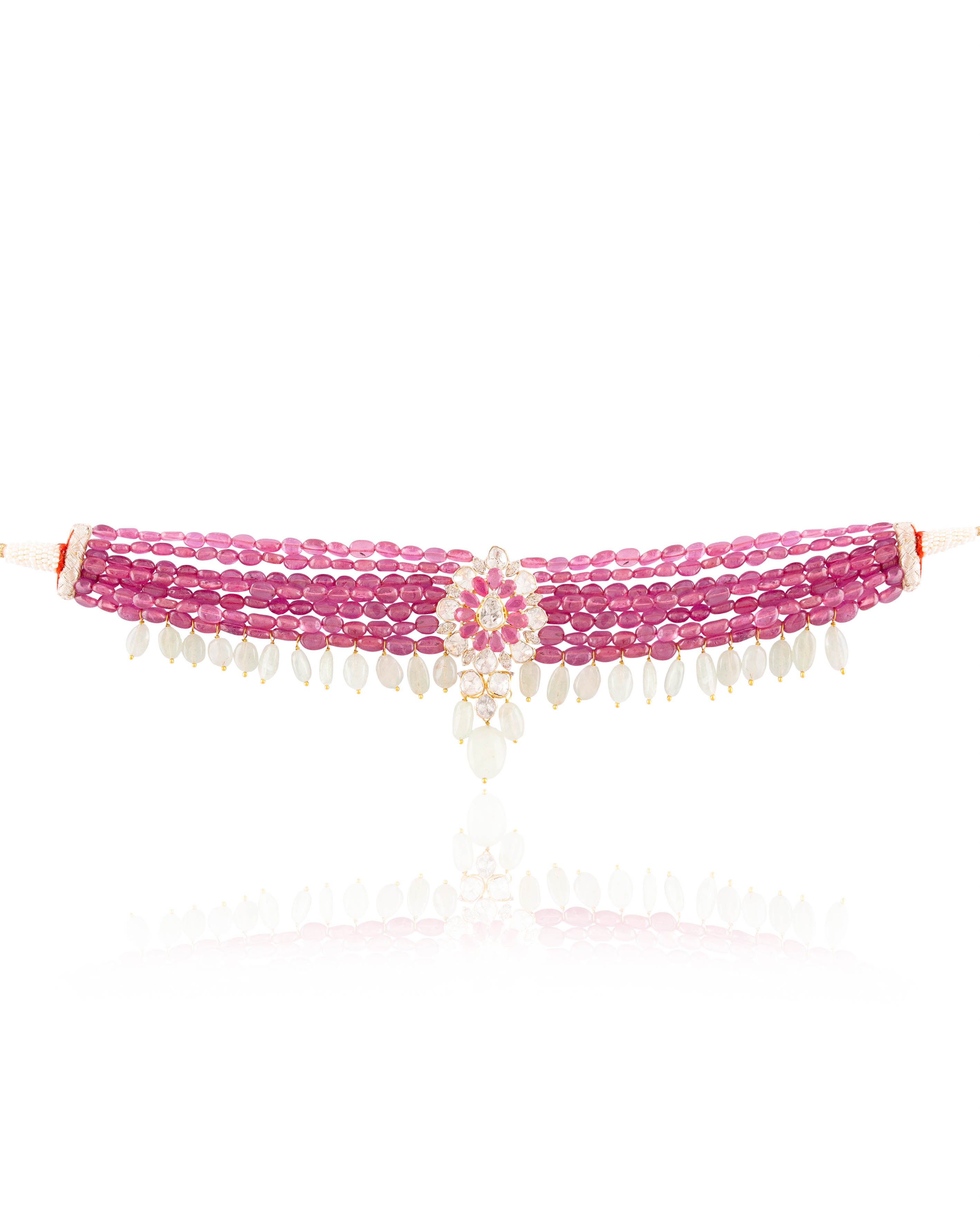 Forhum Polki And Diamond Bead Choker