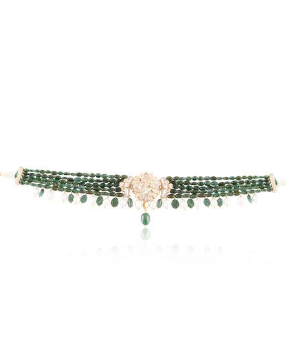 Sanskruti Polki And Diamond Bead Choker