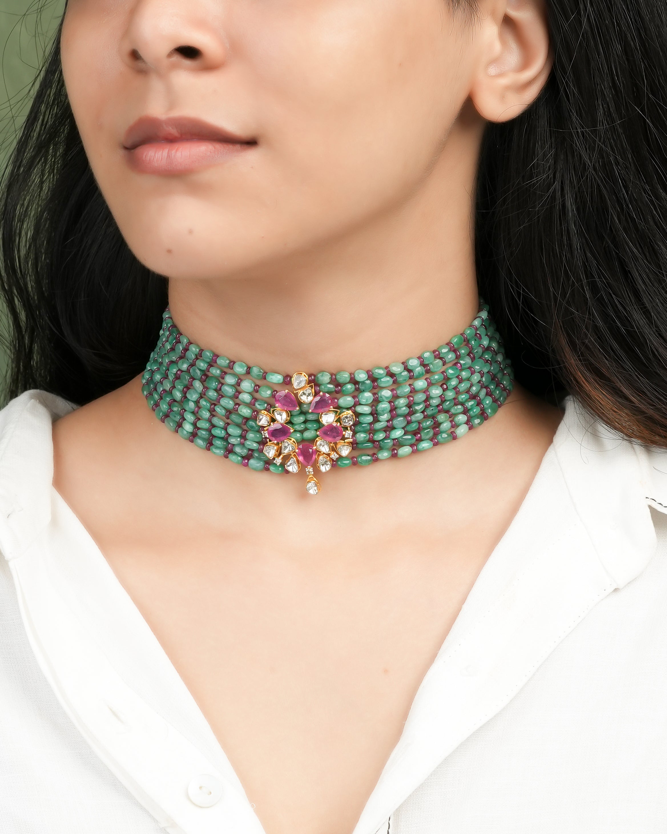 Khushi Polki And Diamond Bead Choker