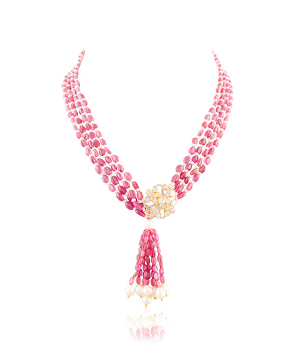 Medha Polki And Diamond Bead Pendant