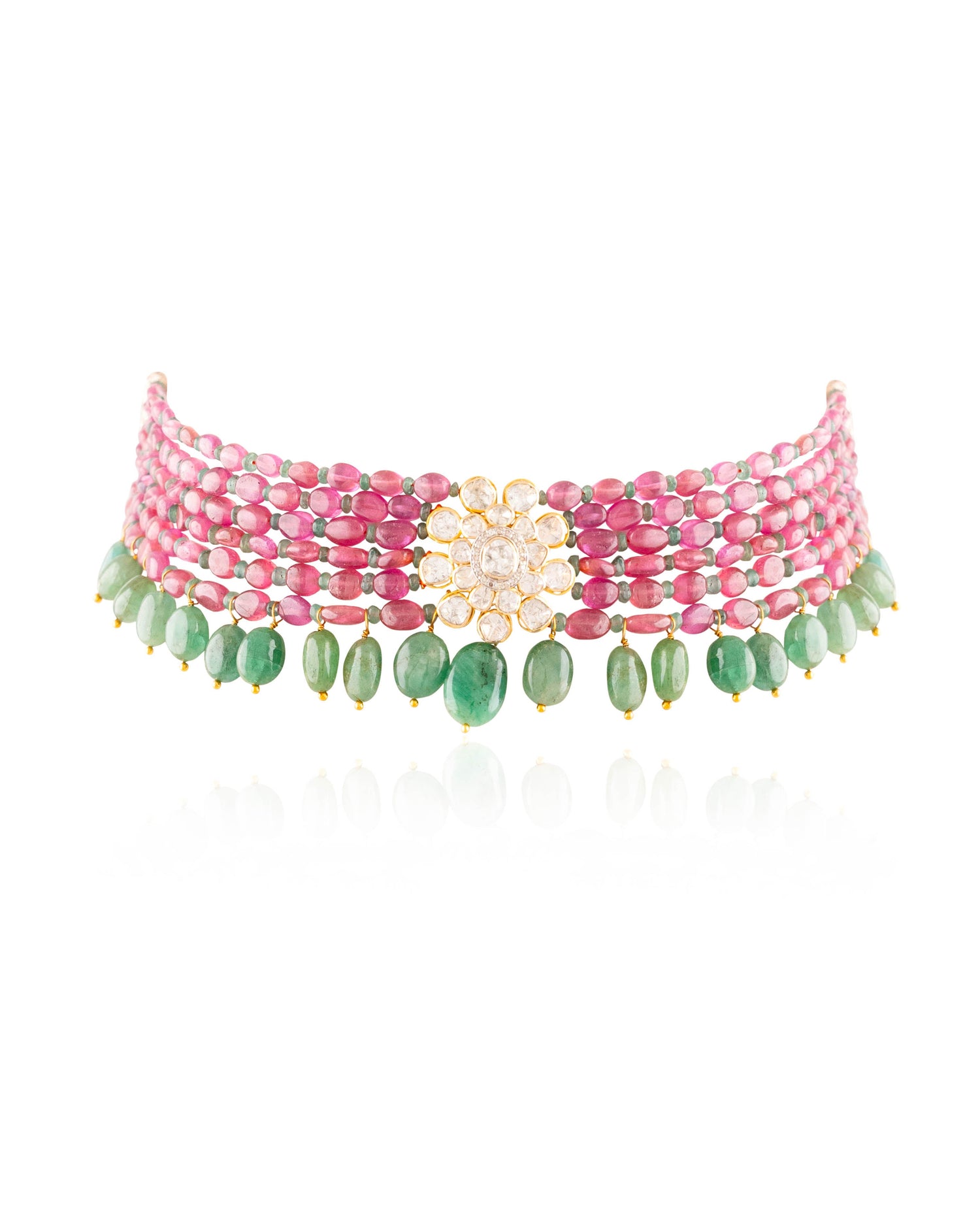 Mira Polki And Diamond Bead Choker