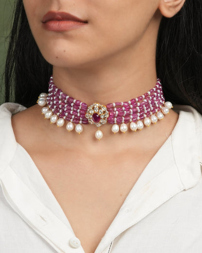 Janki Polki And Diamond Bead Choker