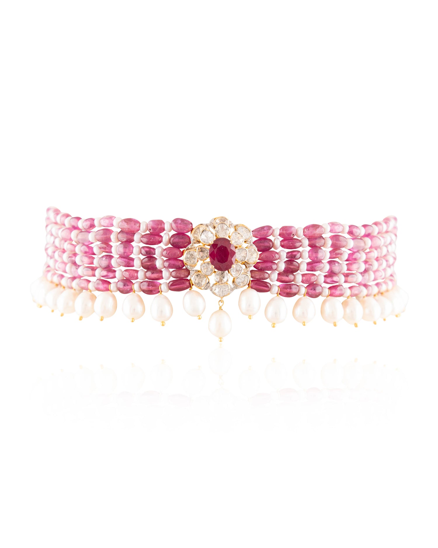 Janki Polki And Diamond Bead Choker