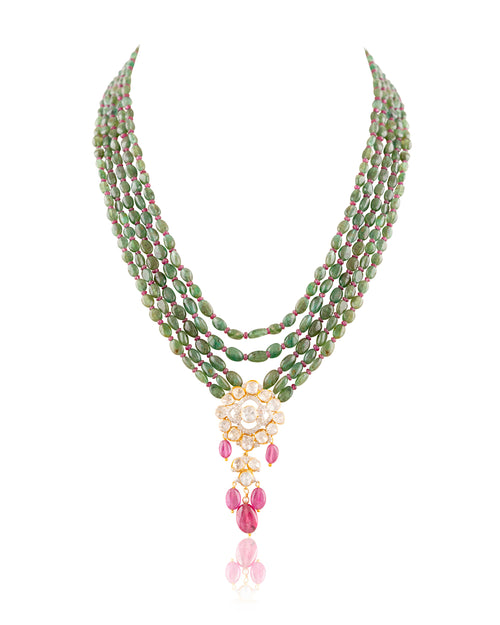 Phalak Polki And Diamond Bead Pendant