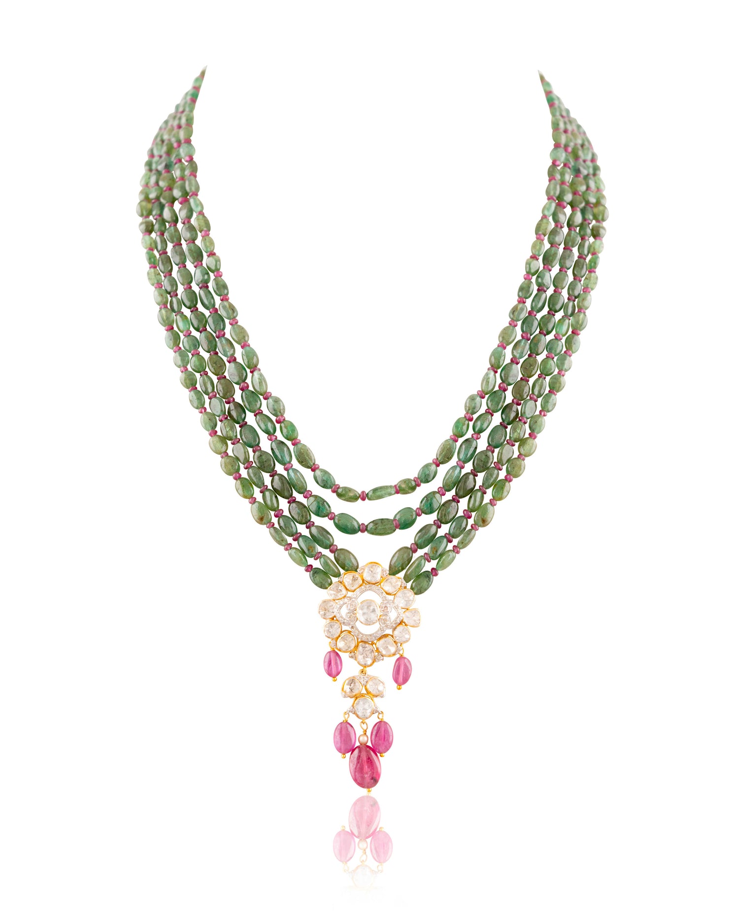 Phalak Polki And Diamond Bead Pendant