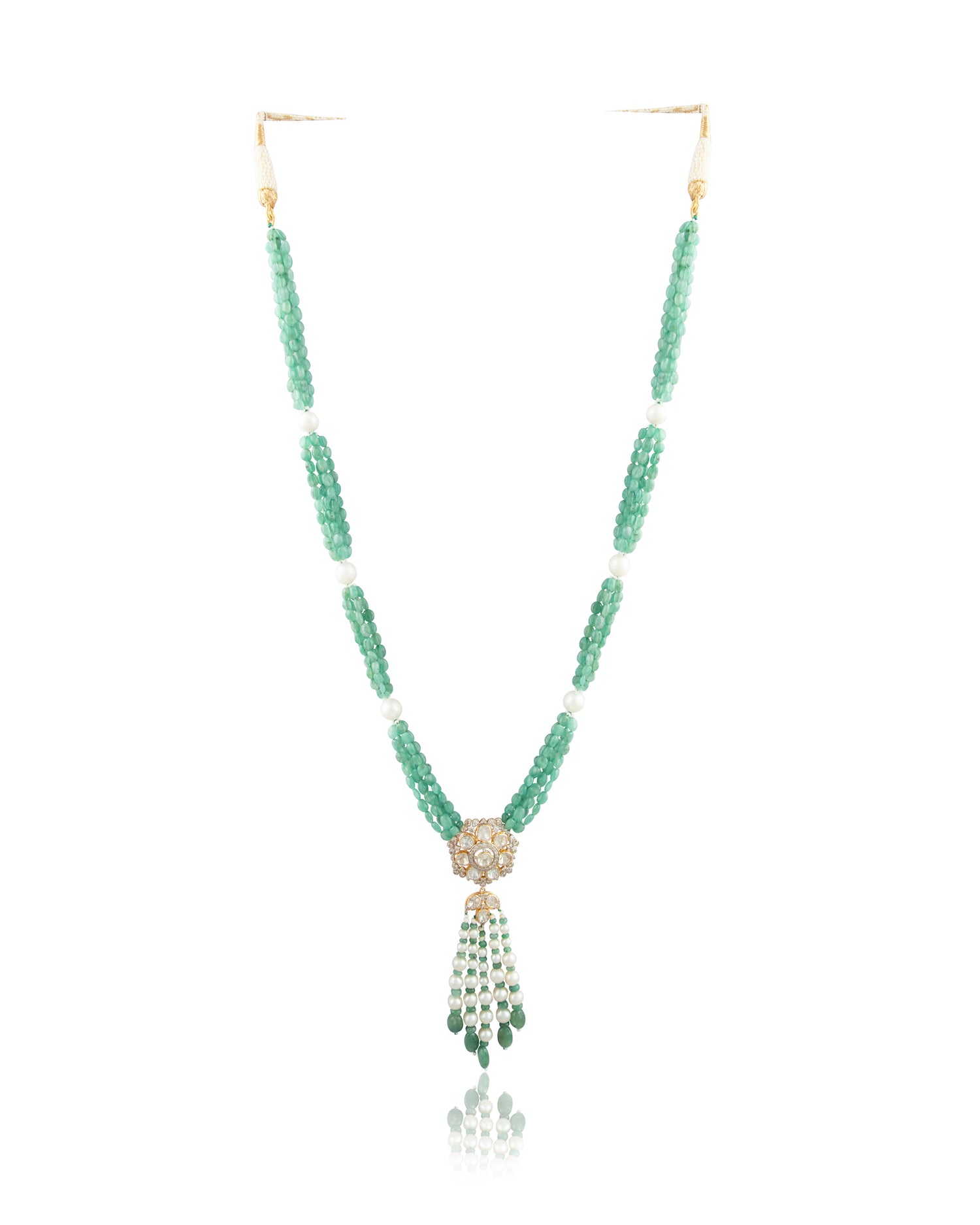 Zinal Polki And Diamond Bead Pendant