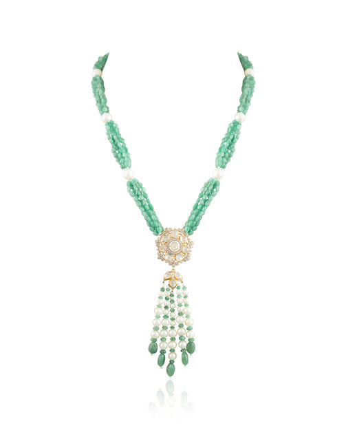 Zinal Polki And Diamond Bead Pendant
