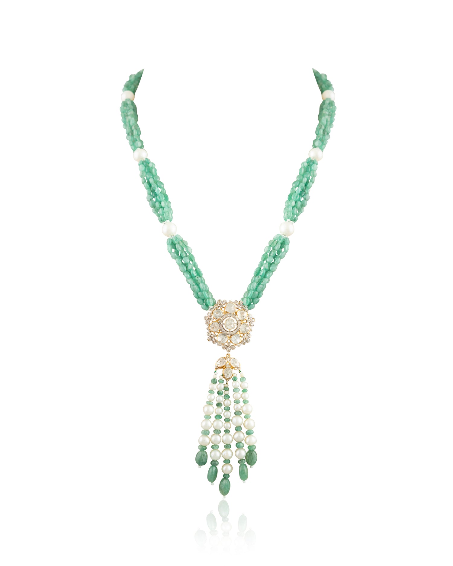Zinal Polki And Diamond Bead Pendant