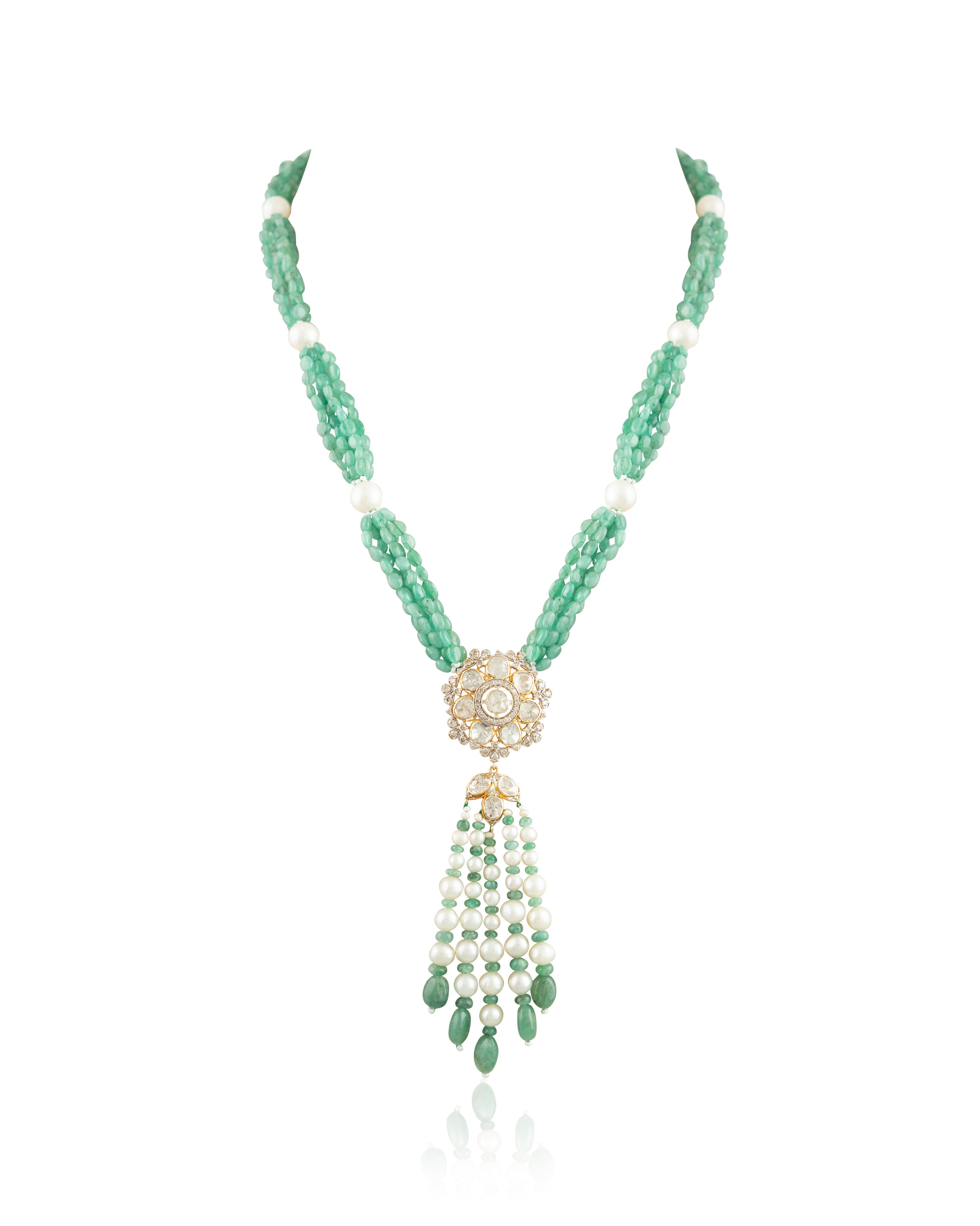 Zinal Polki And Diamond Bead Pendant