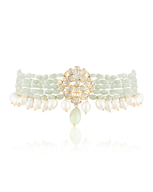 Haimana Polki And Diamond Bead Choker
