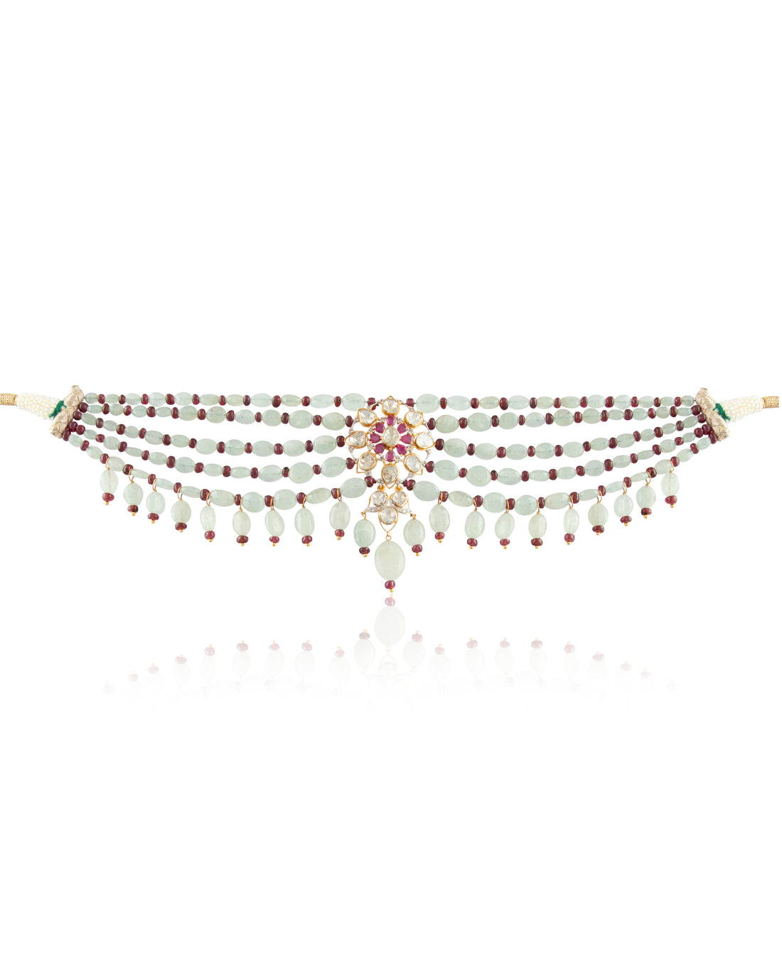 Haimi Polki And Diamond Bead Choker