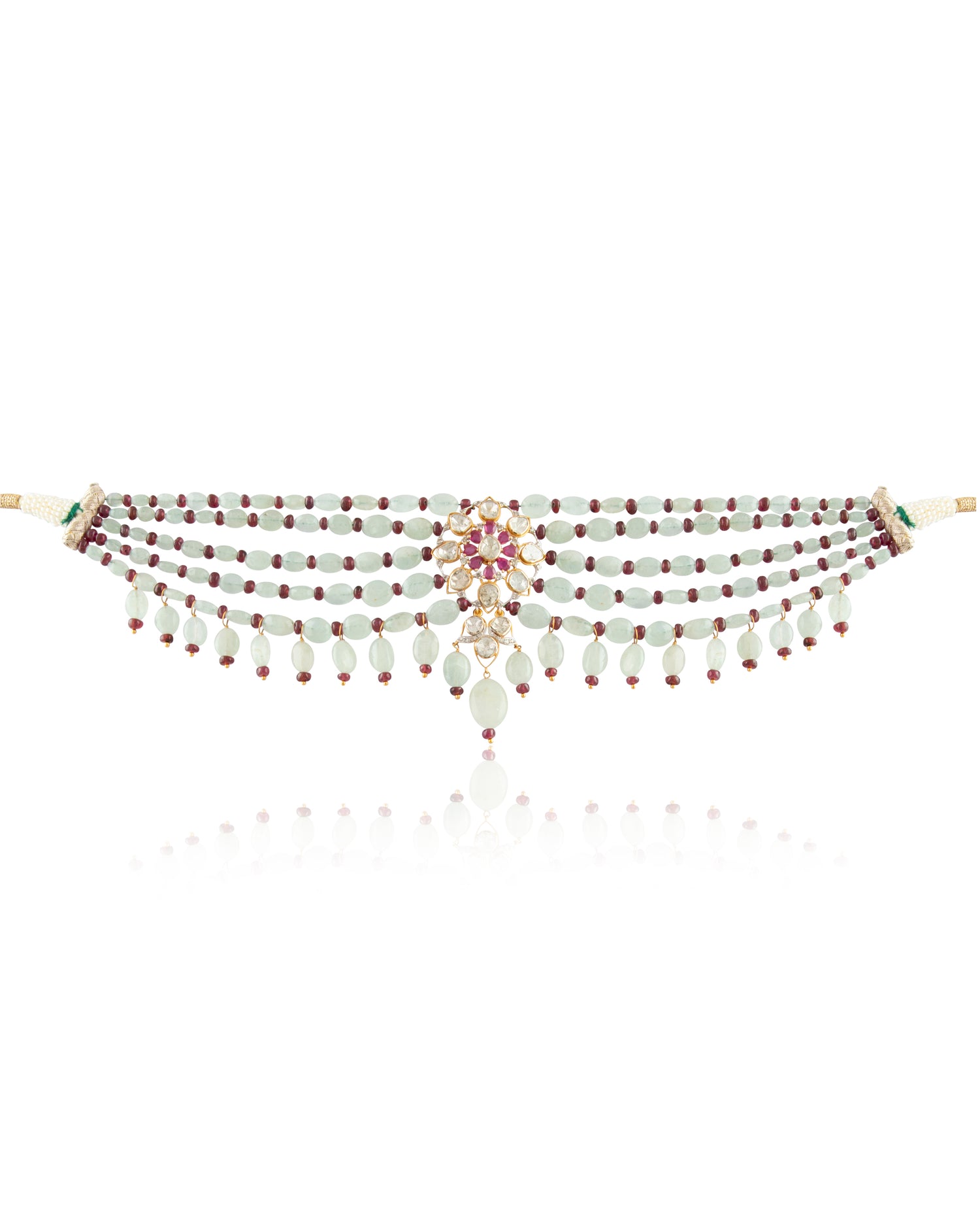 Haimi Polki And Diamond Bead Choker
