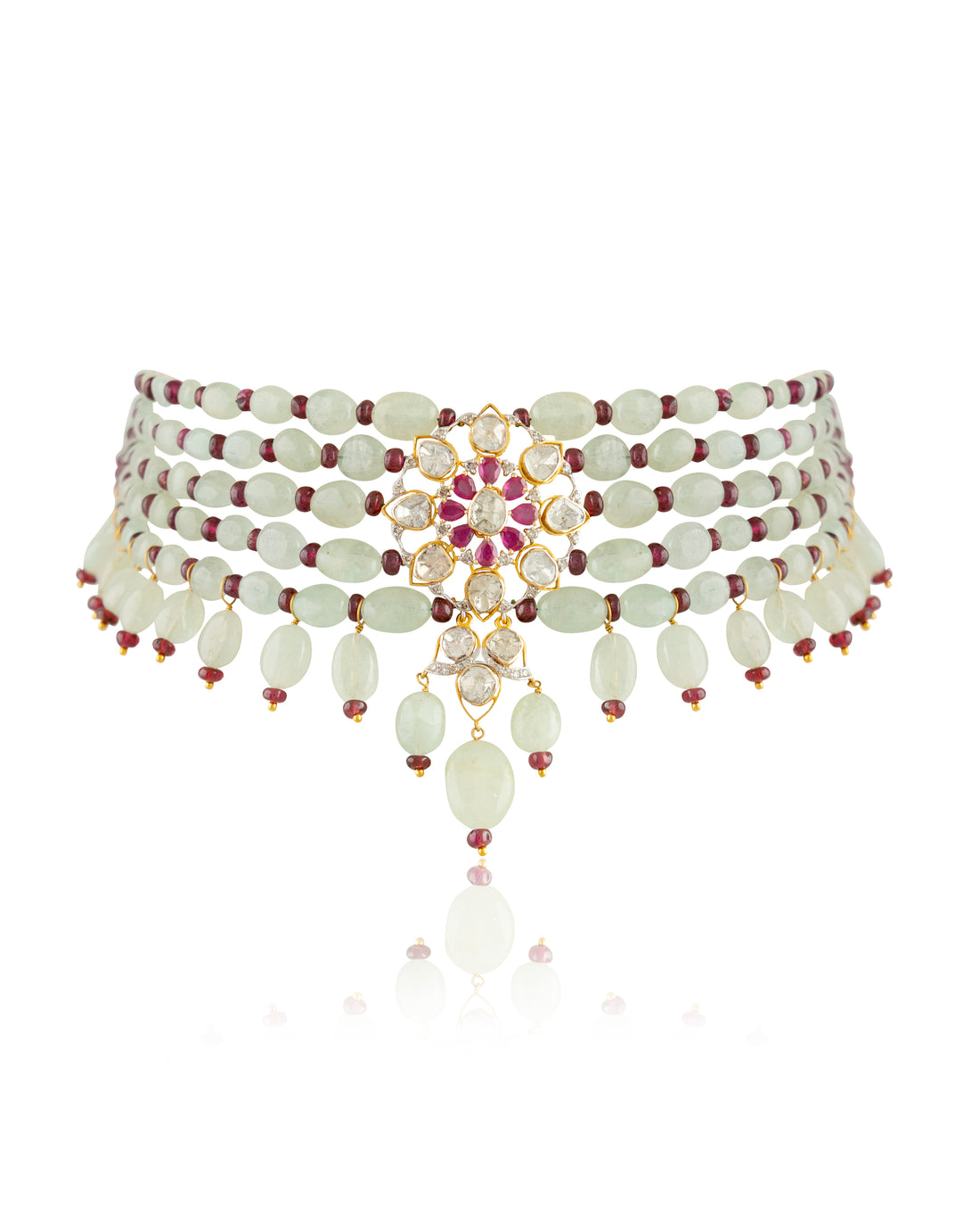 Haimi Polki And Diamond Bead Choker