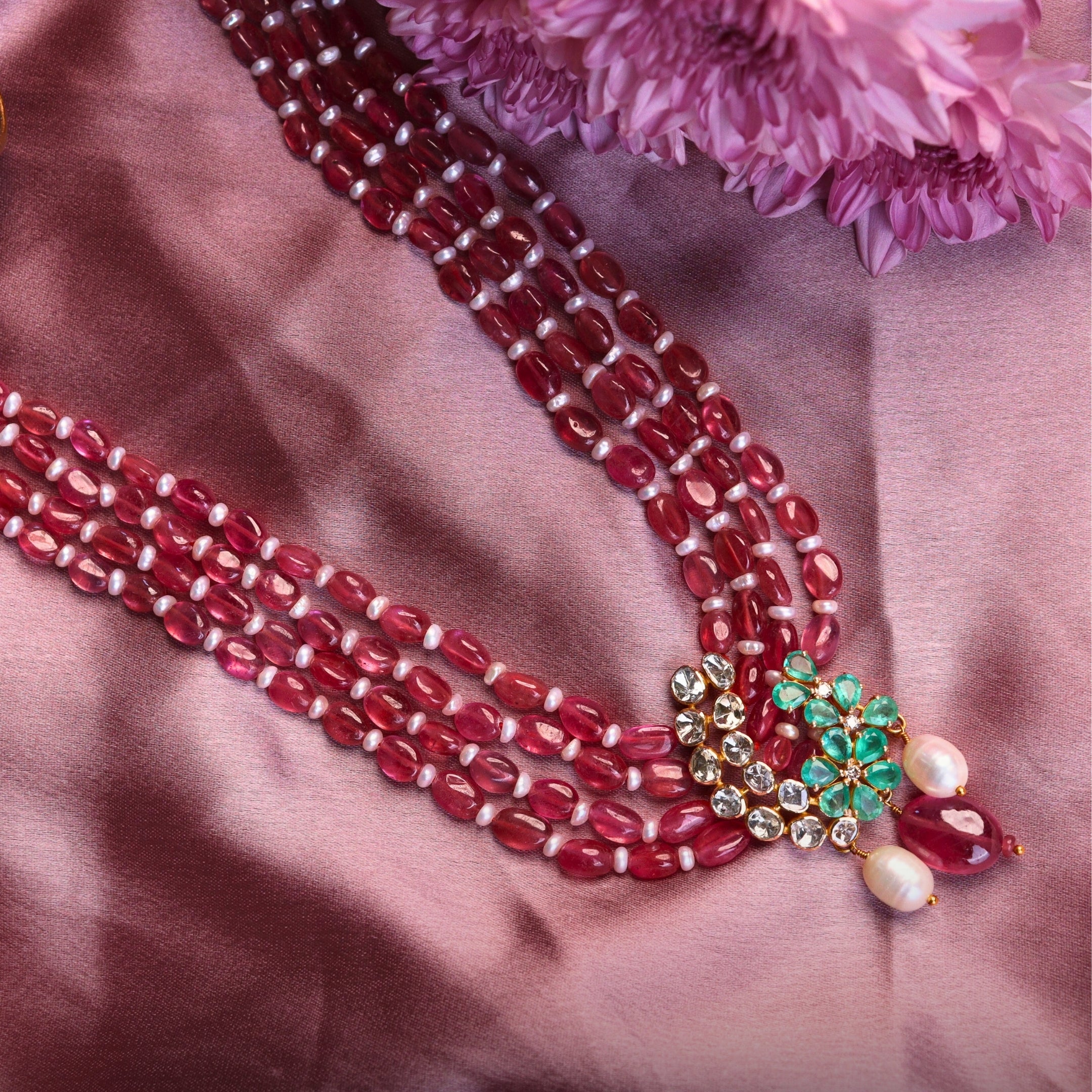 Kaashi Polki And Diamond Bead Pendant