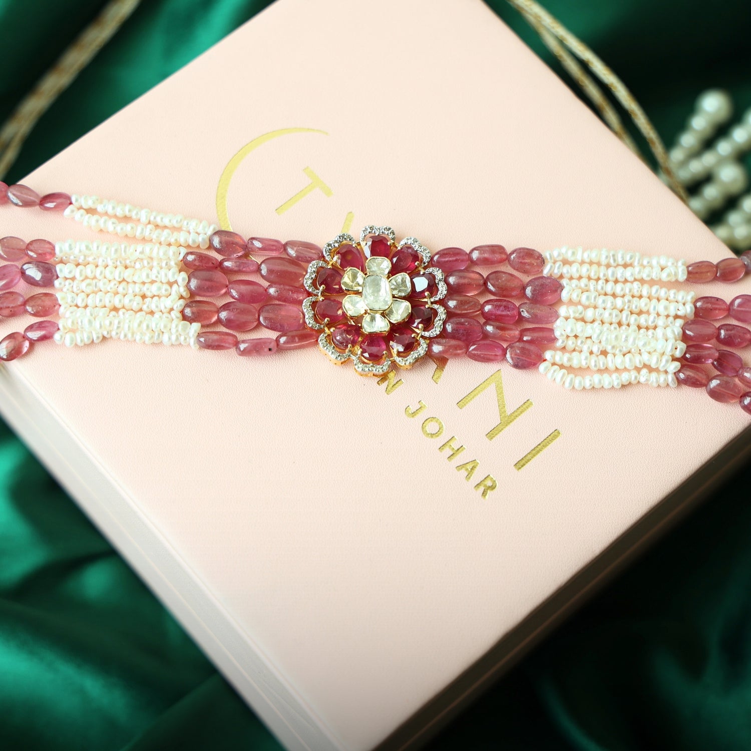 Ruhi Polki And Diamond Bead Choker