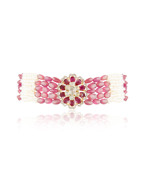 Ruhi Polki And Diamond Bead Choker