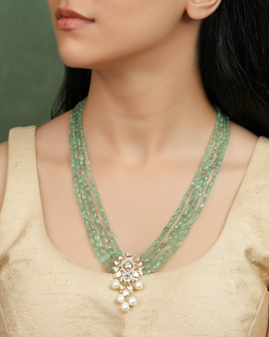 Mukti Polki And Diamond Bead Pendant