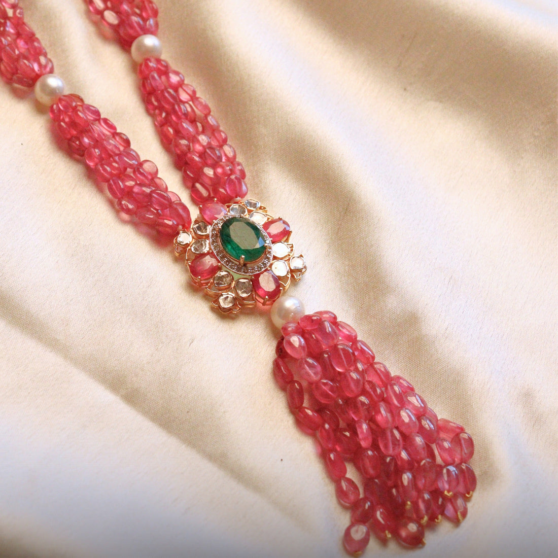 Maddie Polki And Diamond Bead Pendant