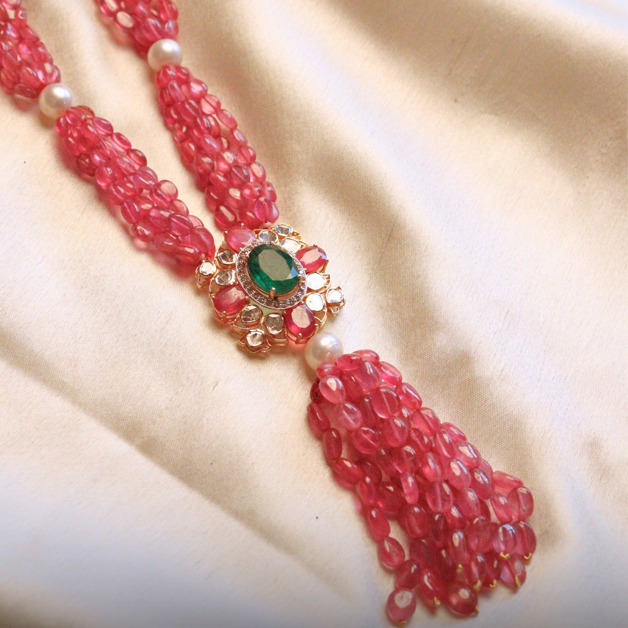 Maddie Polki And Diamond Bead Pendant