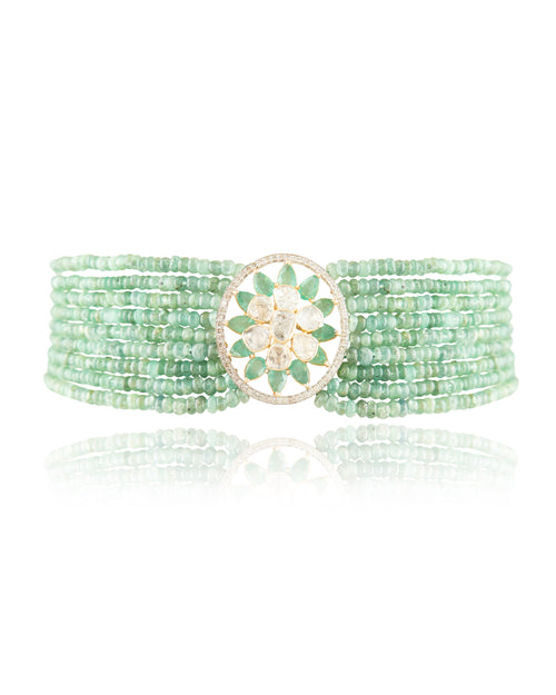 Mahi Polki And Diamond Bead Choker