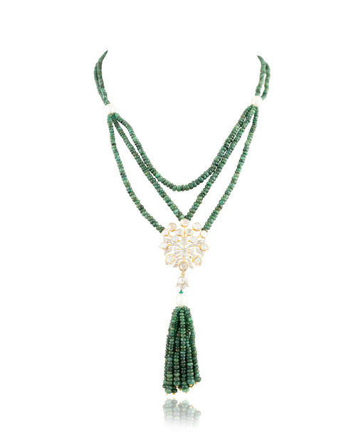 Tanzira Polki And Diamond Bead Pendant