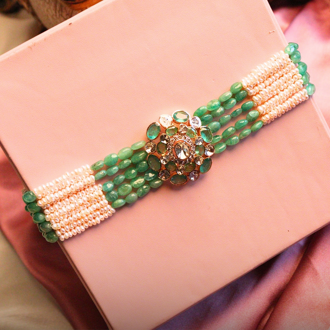 Nadiya Polki And Diamond Bead Choker