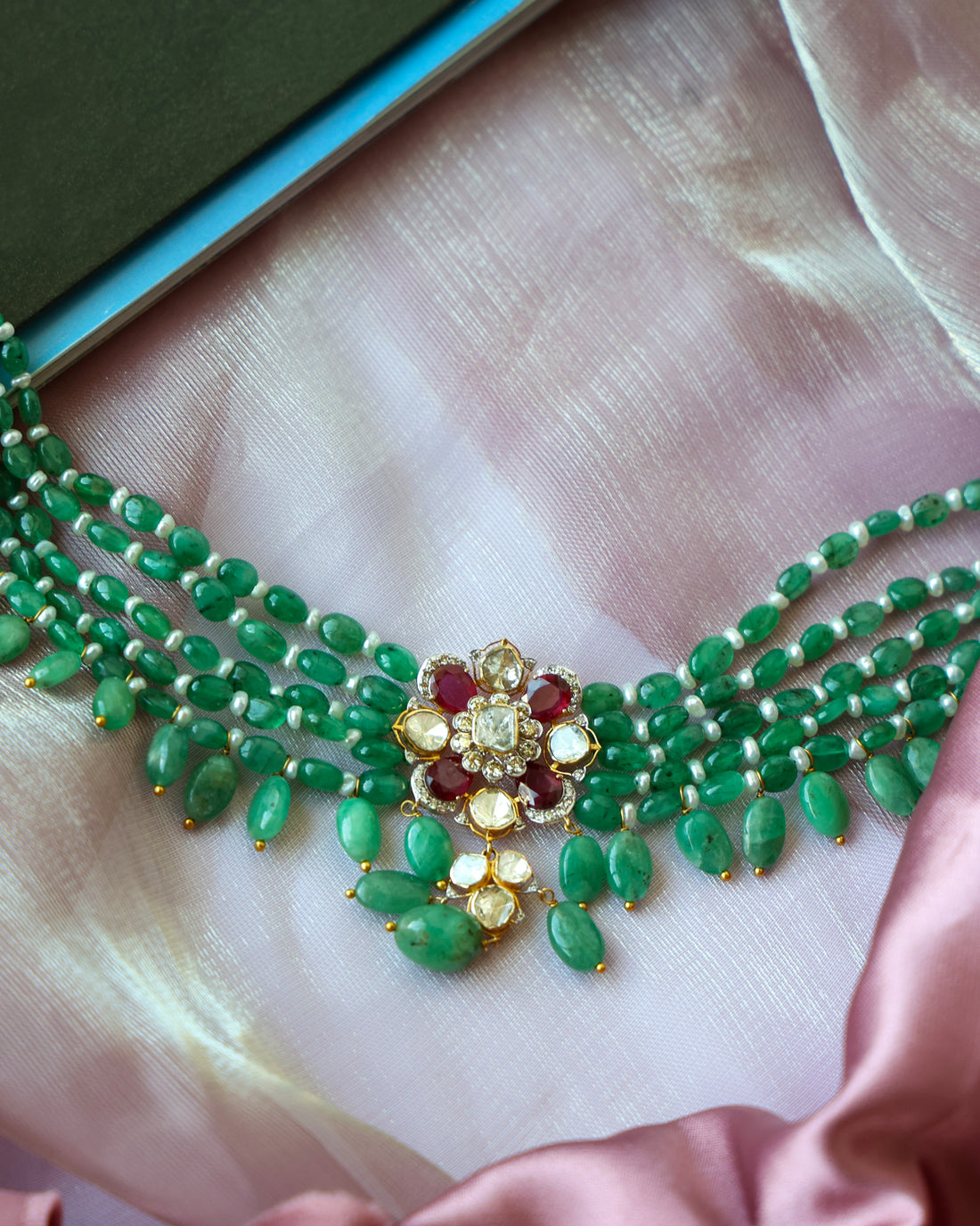 Coraline Polki And Diamond Bead Choker