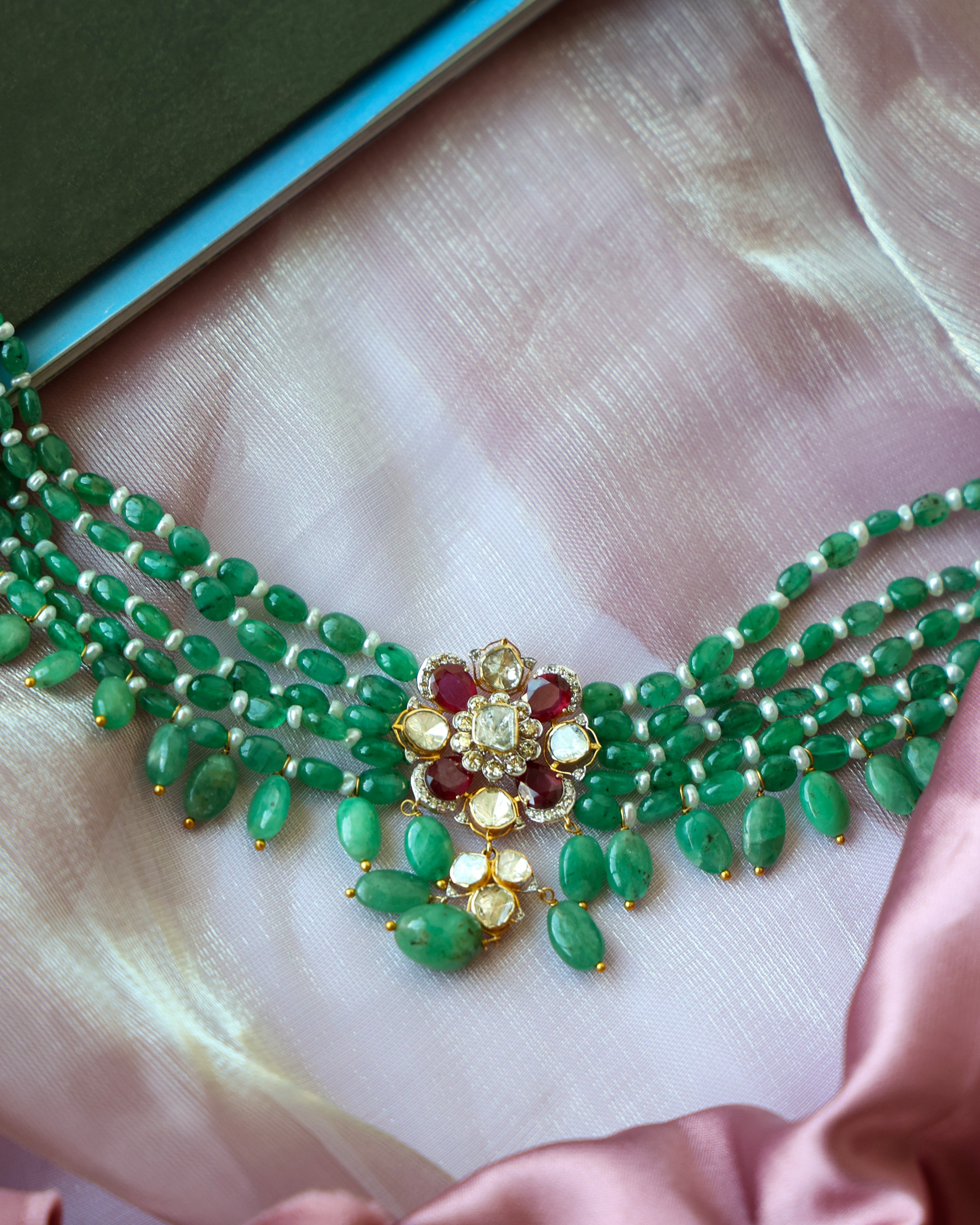 Coraline Polki And Diamond Bead Choker