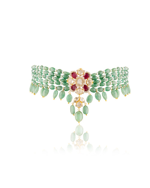 Coraline Polki And Diamond Bead Choker