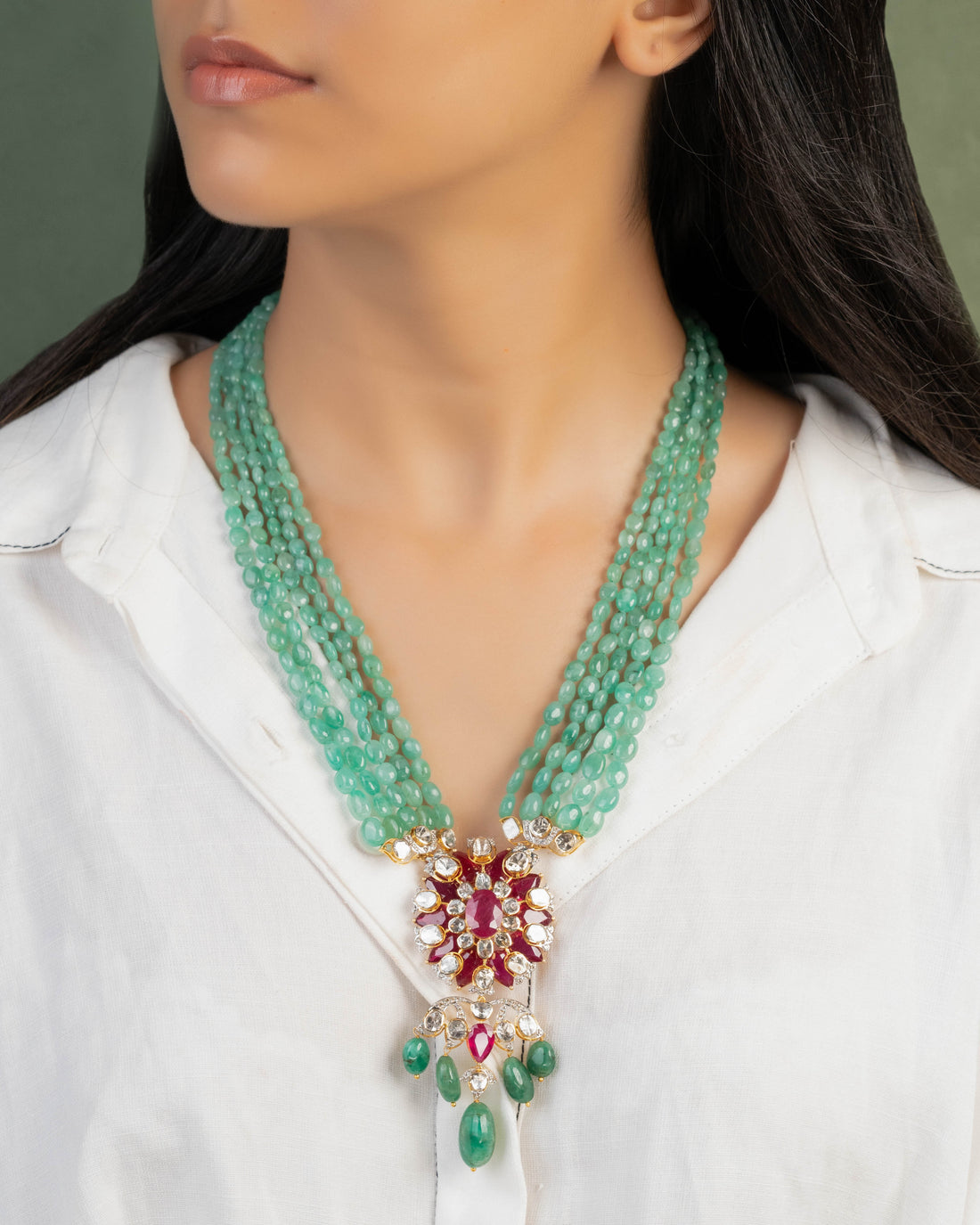 Riva Polki And Diamond Bead Pendant - NO ORDERS